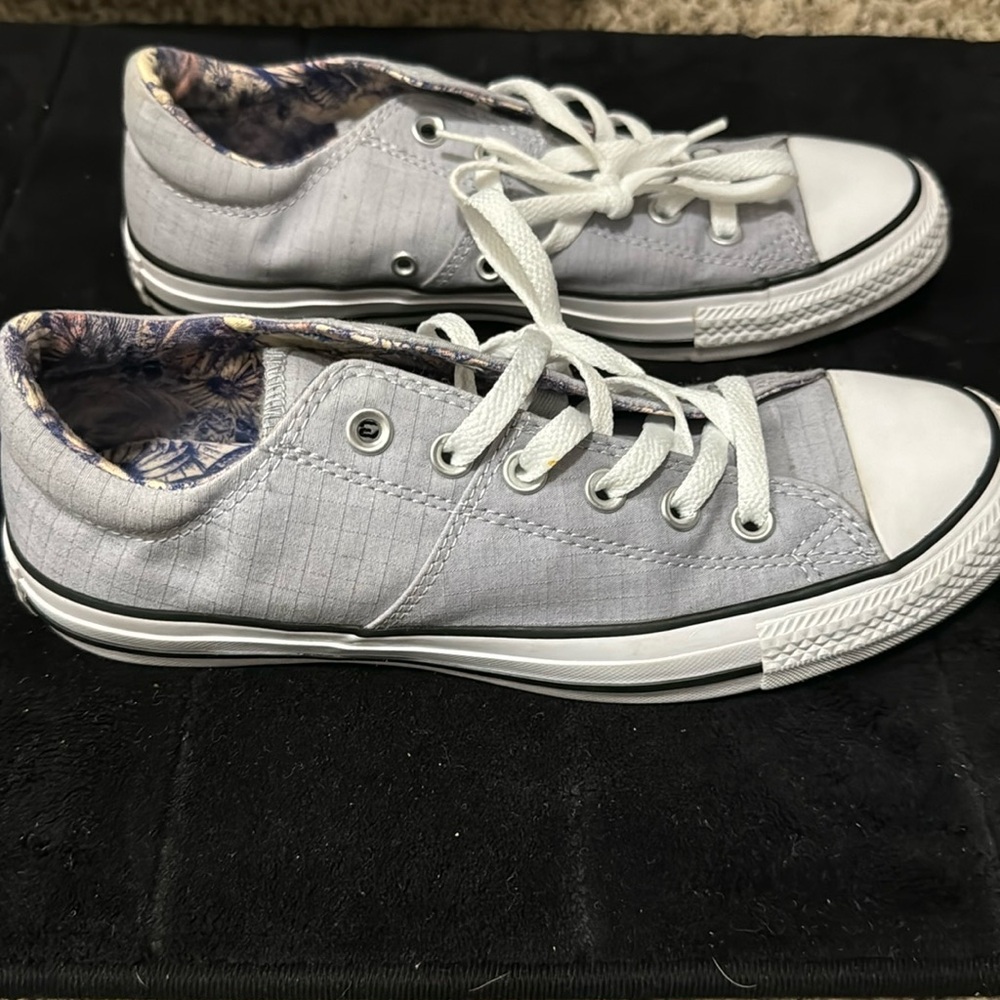 Bluish grey with print on inside of shoe